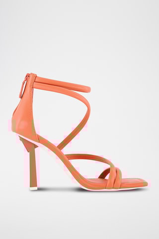 Sandales à talons en cuir - Corail