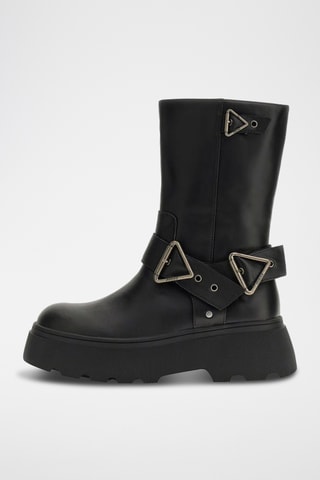 Bottines plateformes en cuir - Noir