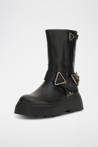 Bottines plateformes en cuir - Noir