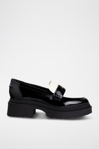 Mocassins à talons - Noir et ivoire