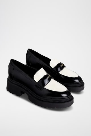 Mocassins à talons - Noir et ivoire
