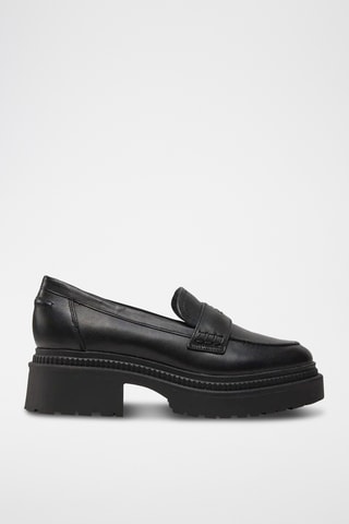 Mocassins à talons en cuir - Noir