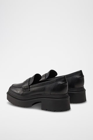 Mocassins à talons en cuir - Noir