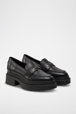 Mocassins à talons en cuir - Noir