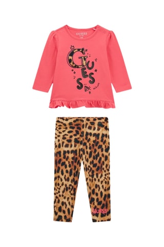 Blouse et legging - Fuchsia et marron clair