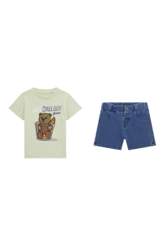 T-shirt et short en jean - Vert d’eau