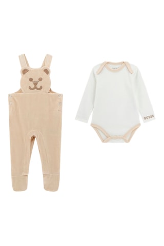 Body et salopette - Blanc et beige