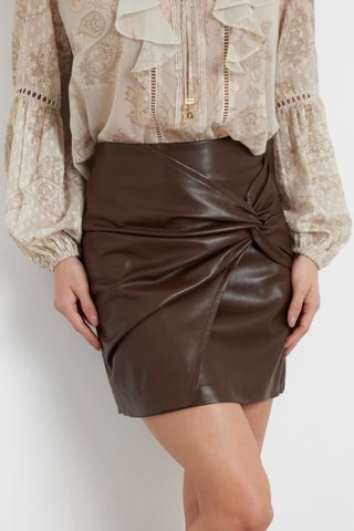 Jupe droite taille haute - Marron