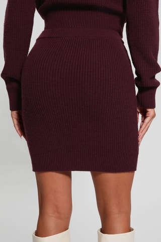 Jupe fourreau en laine taille haute - Rouge