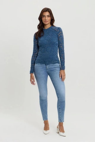Top en dentelle - Bleu cobalt