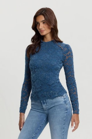 Top en dentelle - Bleu cobalt
