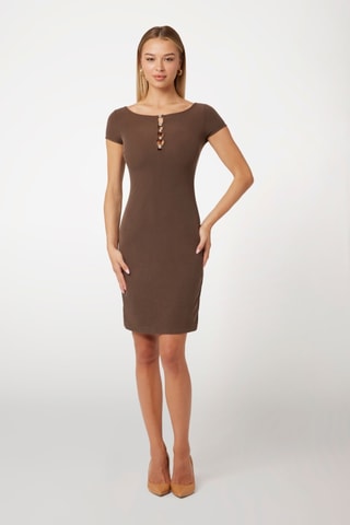 Robe fourreau - Marron