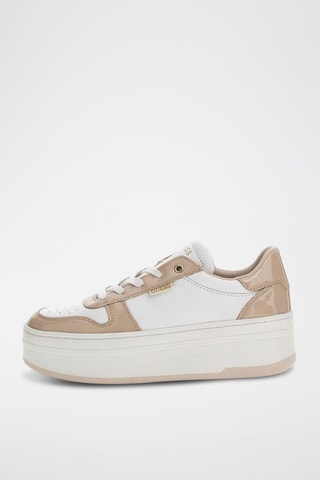 Baskets plateformes en cuir - Blanc et beige