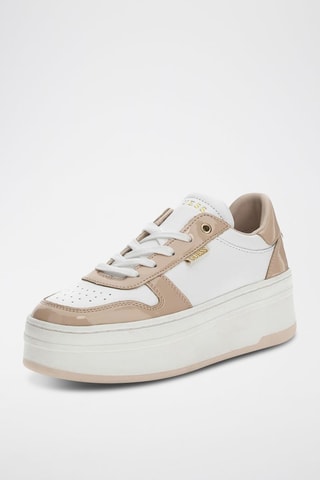 Baskets plateformes en cuir - Blanc et beige