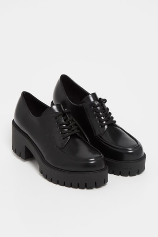 Derbys à talons en cuir - Noir