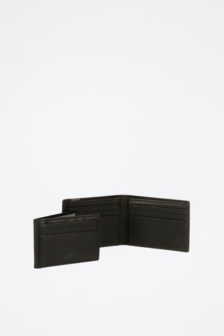 Portefeuille et porte-cartes en cuir - Noir