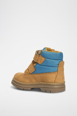 Leren Enkellaarzen Play Casual - Beige en Kobaltblauw