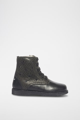 Bottines en cuir Happy bloom - Noir