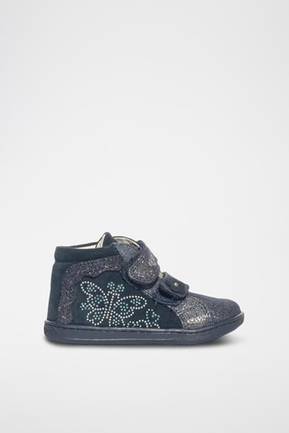 Leren Enkellaarzen Baby Glitter - Marineblauw