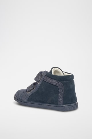Leren Enkellaarzen Baby Glitter - Marineblauw