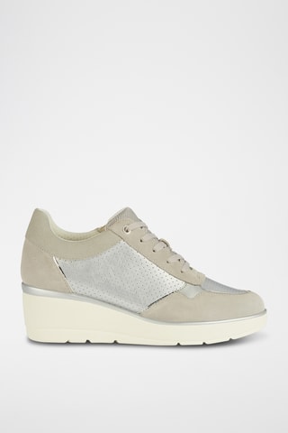 Baskets compensées en cuir de veau nubuck Calzature - Argenté et gris clair