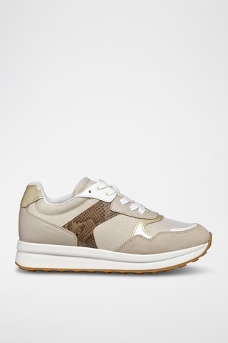 Baskets en nubuck - Doré et beige
