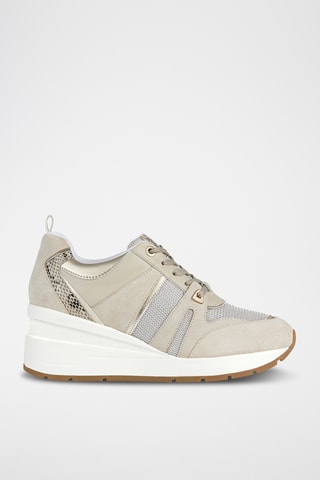Baskets compensées en cuir Zosma - Taupe