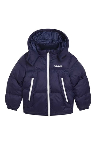 Gewatteerde Jas met Capuchon Marineblauw