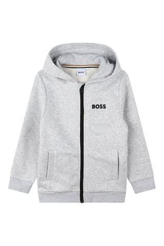 Sweater met Capuchon - Gemêleerd Lichtgrijs - Boss