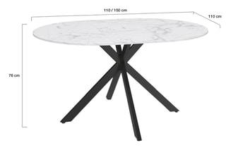 Table à manger ronde extensible Soline - 110/150 x 110 x 76 cm