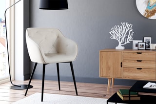 2 fauteuils Julia - Crème et noir - Velours
