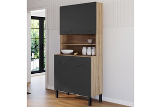 Meuble de cuisine Divino - Noir et imitation bois