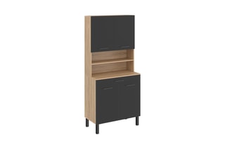 Meuble de cuisine Divino - Noir et imitation bois