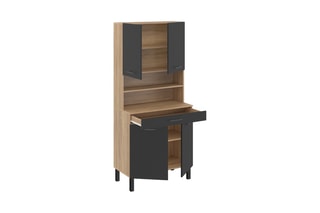 Meuble de cuisine Divino - Noir et imitation bois