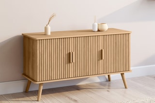 Buffet 3 portes Albane - Imitation bois et naturel