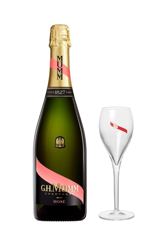 6 Champagne Brut Le Rosé - G.H Mumm - 6 x 75 cl et 6 flûtes G.H Humm -16 cl