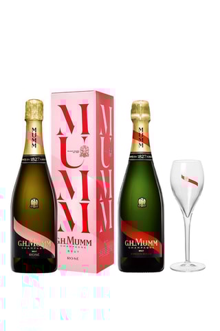 6 bouteilles de Cordon Rouge brut rosé - G.H Mumm, 	6 bouteilles de Champagne Cordon Rouge Brut - 6 x 75 cl et 6 flûtes G.H. Mumm - 16 cl
