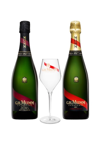 6 bouteilles Cordon Rouge Millésimé 2016 75 cl + 6 bouteilles Cordon Rouge Brut 75 cl + 6 Verres Mumm Dégustation 16 cl offerts