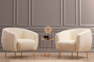 Fauteuil Eses - Crème - Revêtement en tissu