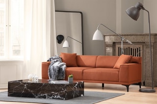 Canapé Petra - Orange - 3 places - Toucher tissu