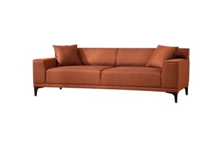 Canapé Petra - Orange - 3 places - Toucher tissu
