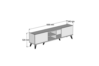 Meuble TV 2 abattants - 180 x 52 x 34 cm