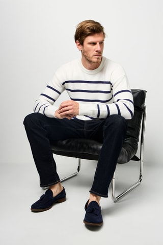 Pull - Ecru et bleu marine