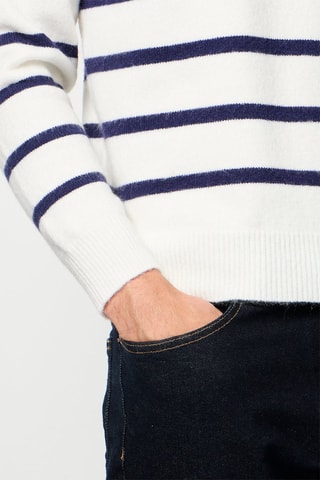 Pull - Ecru et bleu marine