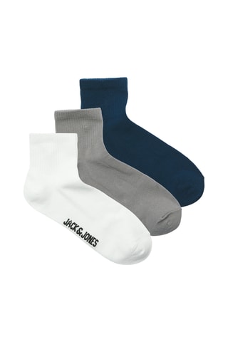 3 paires de chaussettes - Bleu pétrole et blanc