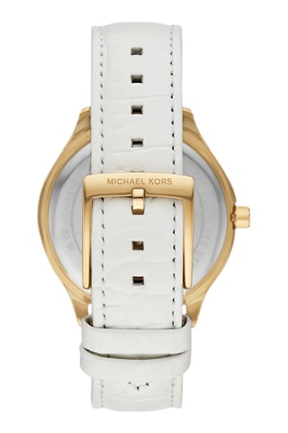 Montre à quartz en cuir - Blanc et doré