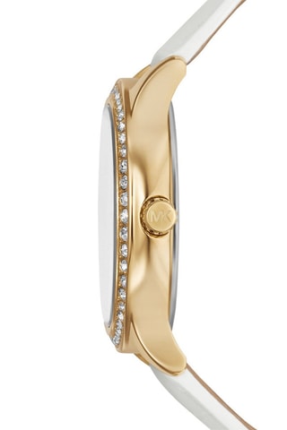 Montre à quartz en cuir - Blanc et doré