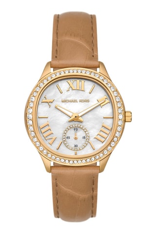 Montre à quartz en cuir - Marron et doré