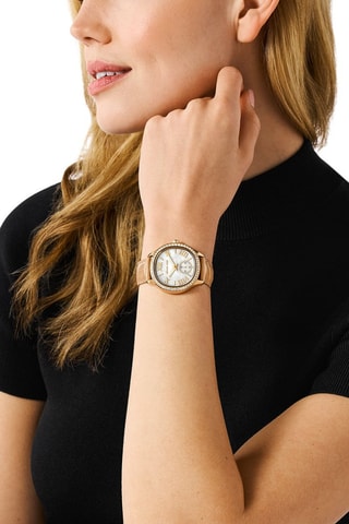 Montre à quartz en cuir - Marron et doré