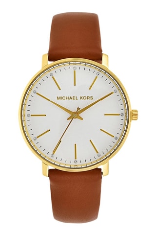 Montre à quartz en cuir - Marron et doré